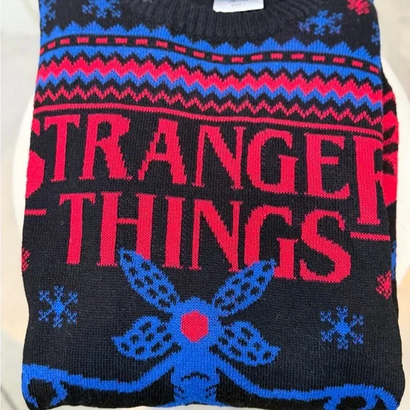 Men’s Netflix Stranger Things Black and Blue Sweater—Size L - Picture 8 of 8